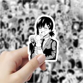 103 Chiếc Đen Trắng Anime Cưa Xích Người Miếng Dán DIY Sổ Lưu Niệm Hành Lý Laptop Miếng Dán Đồ Chơi Trẻ Em