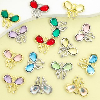 10 Chiếc Cô Gái Trẻ Series Ruy Băng Nơ Hợp Kim Quyến Rũ, Thủy Tinh Nhiều Màu Sắc khảm Tinh Tế Dreamy Nơ Mặt Dây Chuyền Cho DIY Phong Cách Công Chúa Xương Đòn Dây Chuyền Vòng Cổ Bông Tai Móc Khóa Túi Treo
