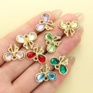 10 Chiếc Cô Gái Trẻ Series Ruy Băng Nơ Hợp Kim Quyến Rũ, Thủy Tinh Nhiều Màu Sắc khảm Tinh Tế Dreamy Nơ Mặt Dây Chuyền Cho DIY Phong Cách Công Chúa Xương Đòn Dây Chuyền Vòng Cổ Bông Tai Móc Khóa Túi Treo