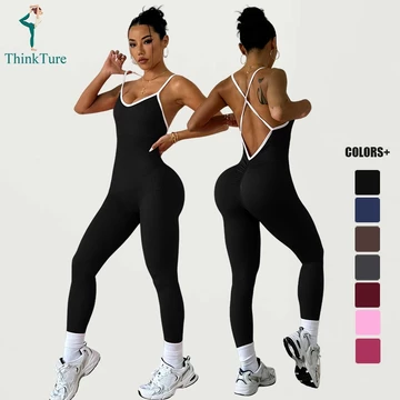 Không Tay Chặn Màu Camisole Liền Mạch Một Mảnh Áo Liền Quần Nữ Thể Thao Yoga Jumpsuit Khiêu Vũ Nữ Romper Chủ Đề Chặt Phù Hợp Với Thể Dục Body Mở Lưng Nữ Yoga Bộ Đồ Thể Thao