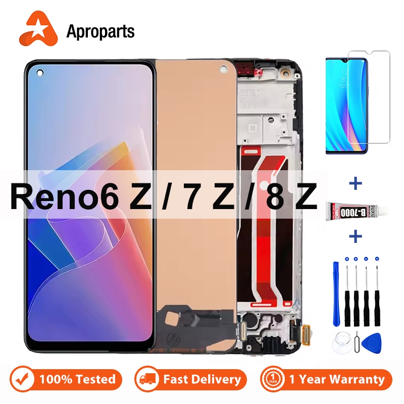 Màn Hình LCD Cho OPPO Reno6 Reno7 Reno8 Reno 6 7 8 Z 6Z 7Z 8Z 5G CPH2237 Bộ Số Hóa Màn Hình Cảm Ứng Có Khung