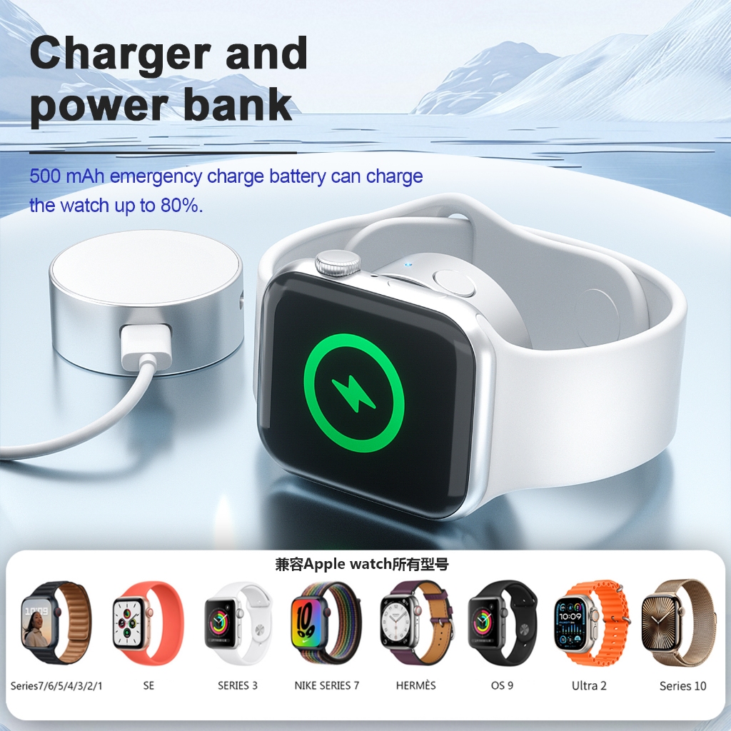 Sạc từ tính sạc không dây tròn phụ kiện sạc di động cho Apple Watch SE S10 S9 S8 SE S7 S6 S5 Ultra 49mm 46mm 44mm 41mm 42mm 40mm 38mm Iwatch Band
