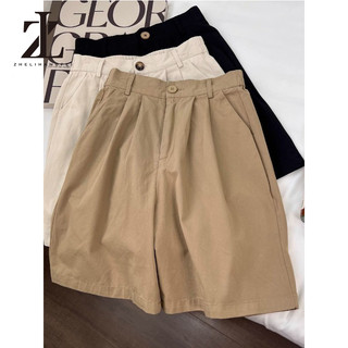 ZHELIHANGFEI Quần short đi làm lưng cao kaki đơn giản dành cho nữ mùa hè mới