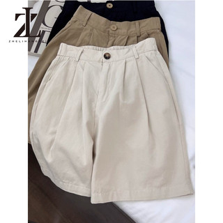 ZHELIHANGFEI Quần short đi làm lưng cao kaki đơn giản dành cho nữ mùa hè mới