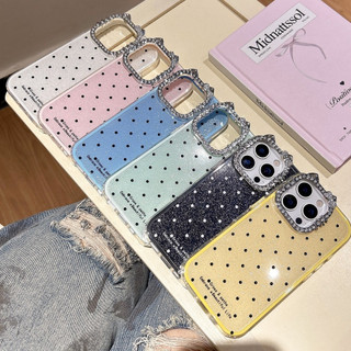 Hàn Quốc Ins KT Cat Kim Cương Ống Kính Sóng Điểm 2in1 Ốp Lưng Điện Thoại iPhone 17Promax 16Promax 12 13 14 15 Pro Max Chống Sốc Ngọt Ngào Nữ Tính Silicon Di Động