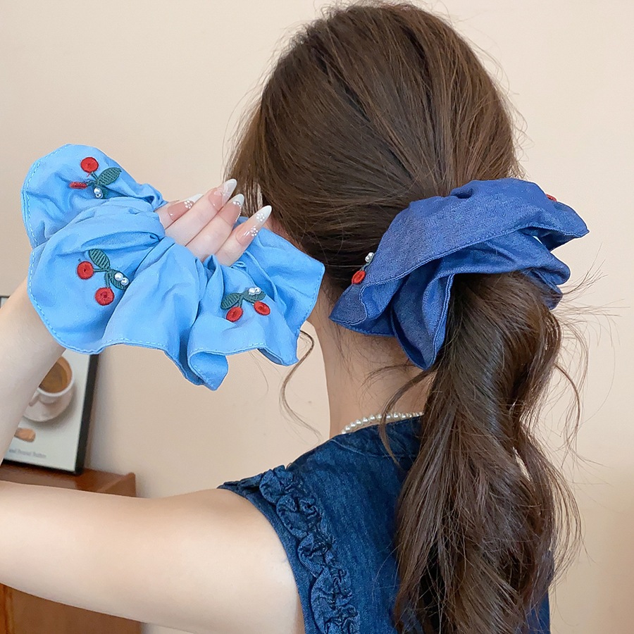Đai buộc tóc phong cách Hàn Quốc vải dệt kim hoa anh đào và hình nhẫn, phù hợp hằng ngày và làm mũ đội đầu