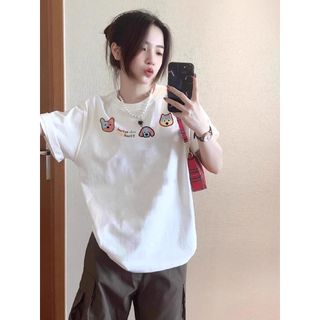 HIIXIIVI Áo thun nữ cotton, dáng oversize baggy, áo phông rộng OOTD 2025
