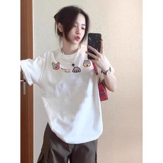 HIIXIIVI Áo thun nữ cotton, dáng oversize baggy, áo phông rộng OOTD 2025