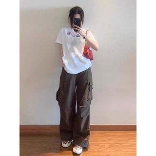 HIIXIIVI Áo thun nữ cotton, dáng oversize baggy, áo phông rộng OOTD 2025