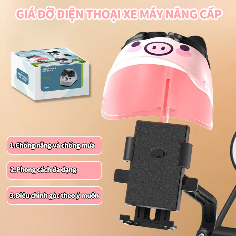 Giá Đỡ Điện Thoại Gắn Xe Máy có mũ bảo hiểm che mưa che nắng, Chống Cướp Cực Chắc Chắn - kẹp điện thoại xe máy điện