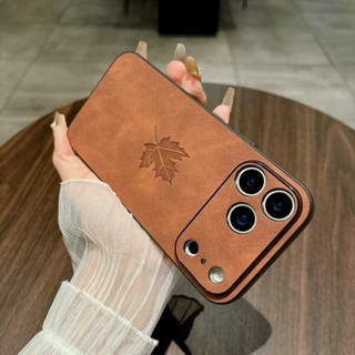 Dành Cho iPhone 17 Pro Max 17 17 Air 17 Pro Ốp Lưng Da Cừu Lá Phong Chống Rơi Và Chống Sốc Bảo Vệ Điện Thoại