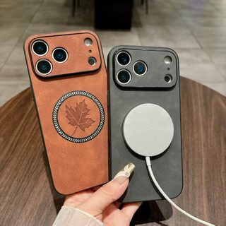Dành Cho iPhone 17 Pro Max 17 17 Air 17 Pro Ốp Lưng Da Cừu Lá Phong Từ Tính Chống Rơi Và Chống Sốc Bảo Vệ Điện Thoại
