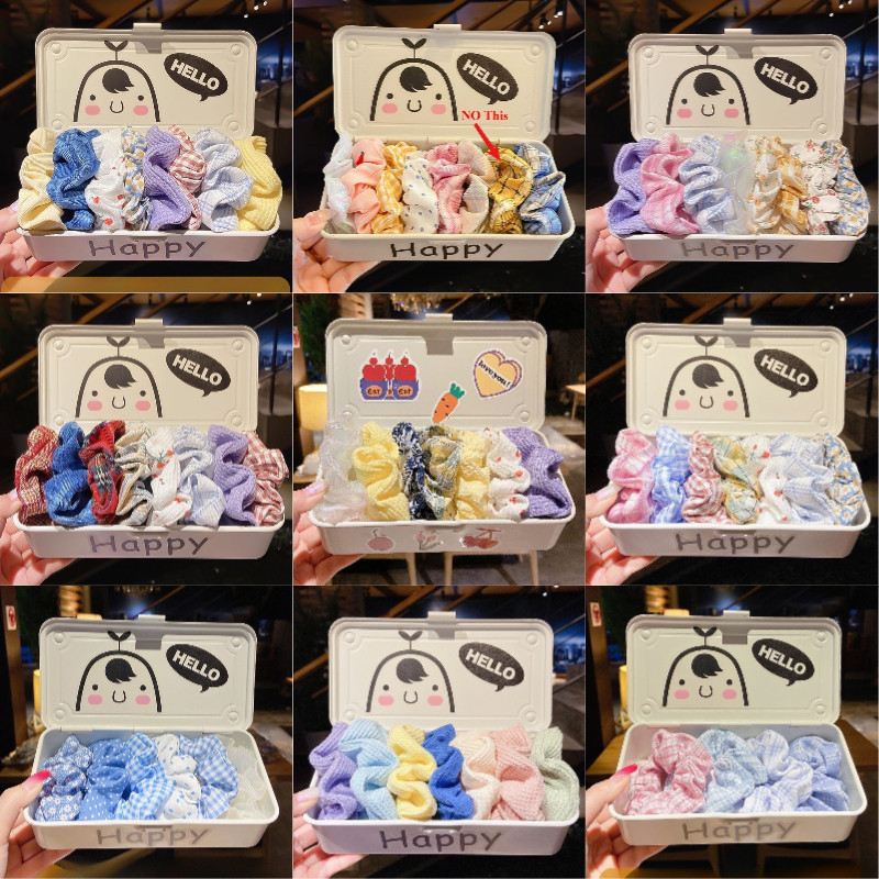 【Scrunchie】Set 10 Dây Buộc Tóc / Cột Tóc Scrunchies To Phồng Đẹp Thời Trang Hàn Quốc - Phụ Kiện Tóc
