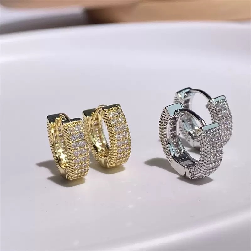 S925 Bạc Zircon Bông Tai Nam Hợp Thời Trang Đơn Giản Phù Hợp Với Ruffian Đẹp Trai Bông Tai Nam