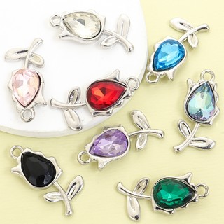 10 Chiếc Đầy Màu Sắc Kim Cương Giả Inlay Tulip Charms, 8 Màu Hoa Thiết Kế Mặt Dây Chuyền Hợp Kim Cho DIY Vòng Cổ Thanh Lịch Vòng Tay Bông Tai - Quà Tặng Lý Tưởng Cho Nữ Vào Ngày Lễ Tình Nhân Ngày Của Mẹ