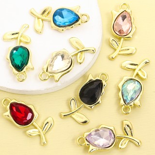 10 Chiếc Đầy Màu Sắc Kim Cương Giả Inlay Tulip Charms, 8 Màu Hoa Thiết Kế Mặt Dây Chuyền Hợp Kim Cho DIY Vòng Cổ Thanh Lịch Vòng Tay Bông Tai - Quà Tặng Lý Tưởng Cho Nữ Vào Ngày Lễ Tình Nhân Ngày Của Mẹ