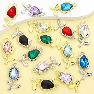 10 Chiếc Đầy Màu Sắc Kim Cương Giả Inlay Tulip Charms, 8 Màu Hoa Thiết Kế Mặt Dây Chuyền Hợp Kim Cho DIY Vòng Cổ Thanh Lịch Vòng Tay Bông Tai - Quà Tặng Lý Tưởng Cho Nữ Vào Ngày Lễ Tình Nhân Ngày Của Mẹ