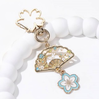 1PC Dễ Thương Hoa Anh Đào Rỗng Quạt Ngọt Men Móc Khóa Nữ Bé Gái Handmade Trang Sức Quà Tặng Tốt