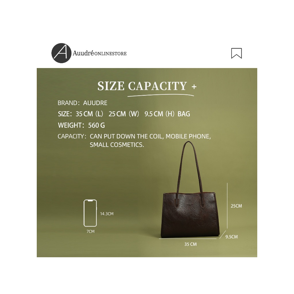 Auudre Premium Retro Túi sức chứa lớn Túi Tote đeo vai nữ đi lại | BigBuy360 - bigbuy360.vn