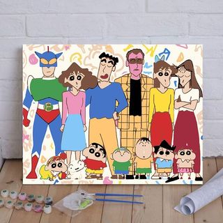 MOZI ✨60 * 75cm / 50 * 60cm Crayon Shin-Chan tranh tô màu theo số tranh số hóa bộ tô màu theo số tự làm Tranh sơn dầu kỹ thuật số Tranh tô màu Tranh vẽ tay Tranh Acrylic Tranh kỹ thuật số Trẻ em Hoạt hình Tranh vẽ tay đầy Tranh trang trí nhà cửa