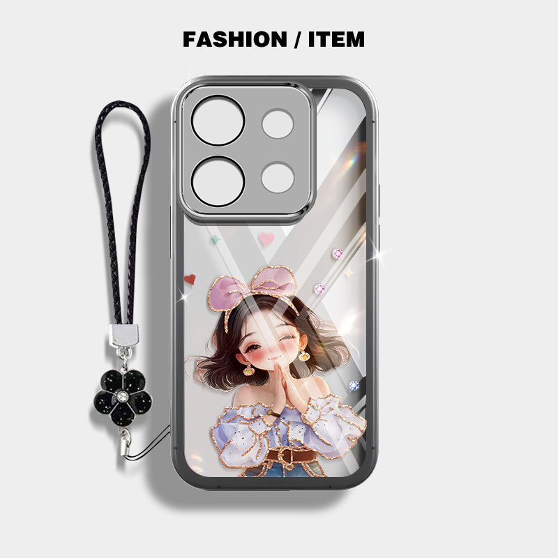Ốp điện thoại trong suốt YBD cho Redmi 15C 15 Xiaomi POCO C85 14T 15T Pro 4G 5G Cô gái xinh đẹp dễ thương Bảo vệ ống kính silicon mềm đi kèm Gửi dây buộc