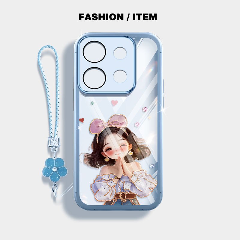Ốp điện thoại trong suốt YBD cho Redmi 15C 15 Xiaomi POCO C85 14T 15T Pro 4G 5G Cô gái xinh đẹp dễ thương Bảo vệ ống kính silicon mềm đi kèm Gửi dây buộc