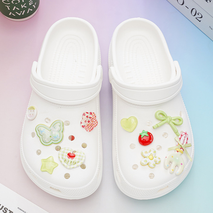 Phụ kiện khóa giày lỗ crocs cao cấp, hoa/nơ/cà chua, dễ tháo rời, tương thích Busch/Zhibixing/ins