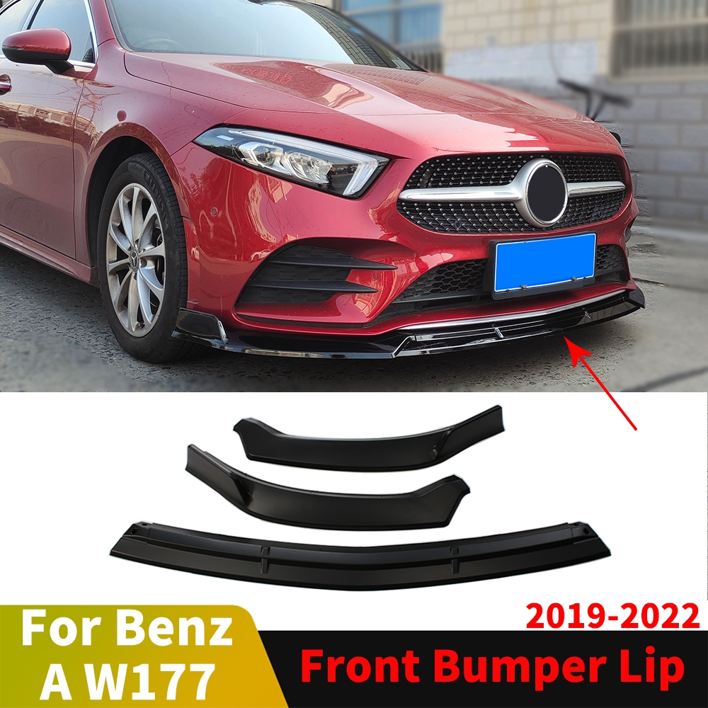 Sửa đổi Chỉnh Facelift Cản trước Lip Chin Tái trang bị cho Mercedes Benz A W177 2019 2020 2021 2022 Giống như A200 A250 A180 Bộ chia bảo vệ bảo vệ