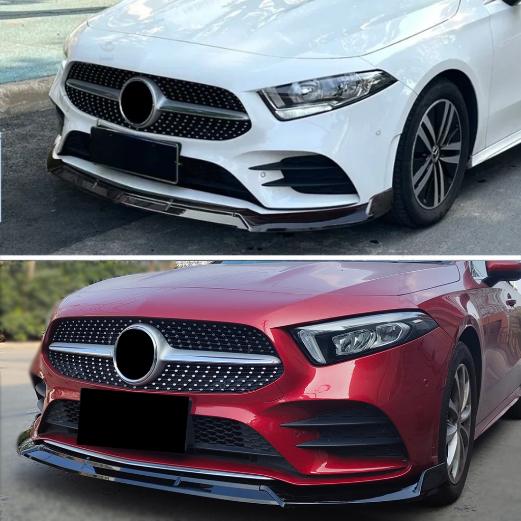 Sửa đổi Chỉnh Facelift Cản trước Lip Chin Tái trang bị cho Mercedes Benz A W177 2019 2020 2021 2022 Giống như A200 A250 A180 Bộ chia bảo vệ bảo vệ