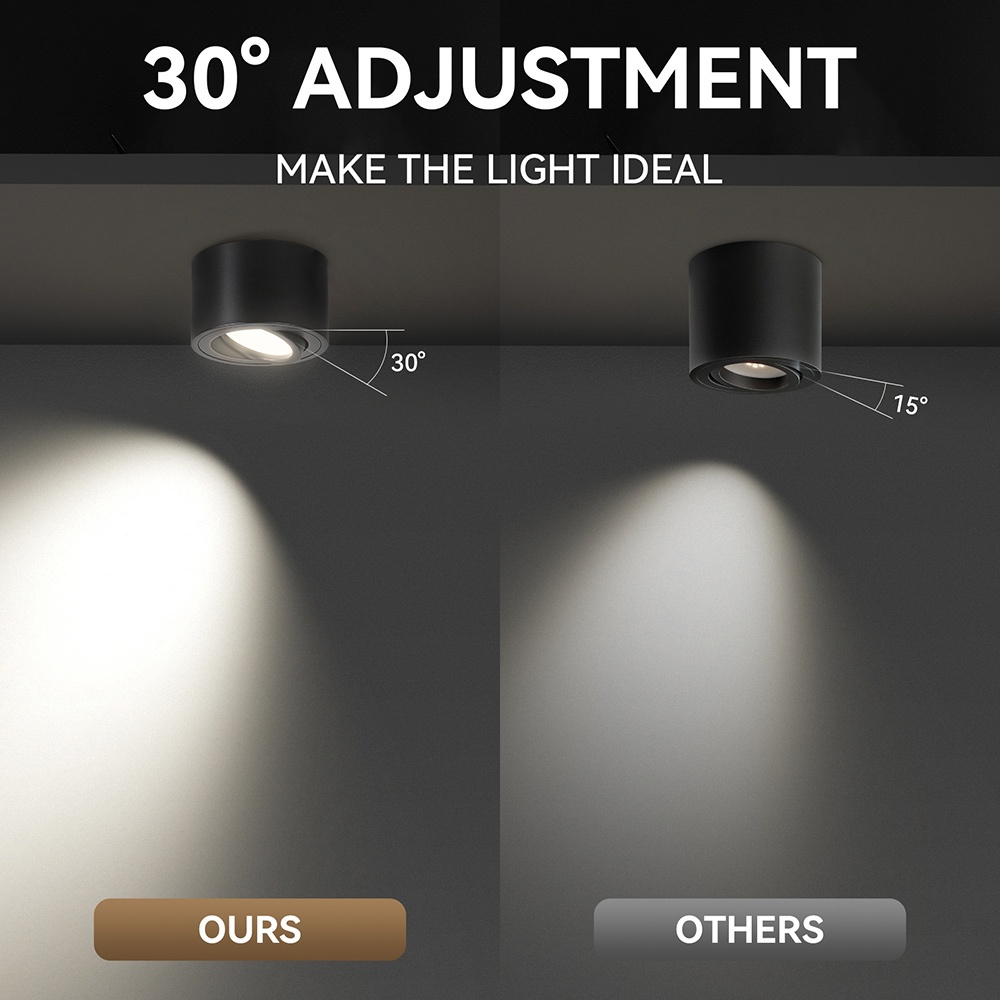 3 Màu LED Bề Mặt Gắn Đèn Downlight Nhôm Pin Đèn Có Thể Điều Chỉnh Góc Trần Điểm Đèn Cho LivingRoom Trang Trí Đèn