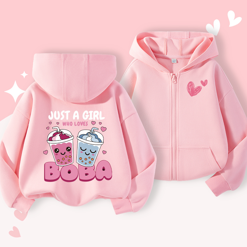 Áo Hoodie bé gái, áo có mũ có dây kéo in dễ thương, thích hợp cho thể thao ngoài trời và trang phục đi học