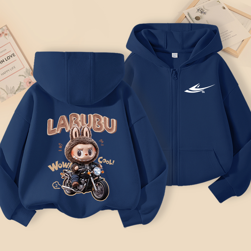 Áo Hoodie bé trai , phong cách mỏng mùa xuân thu với in LABUBU, mềm mại thoải mái