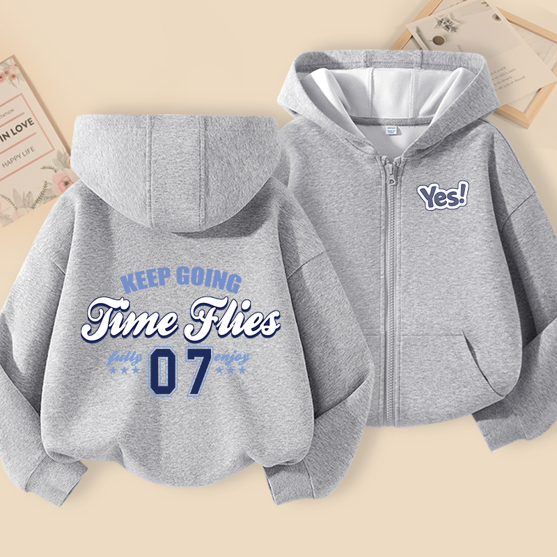 Áo Hoodie bé trai, Áo trùm đầu có dây kéo có in chữ, Thích hợp cho thể thao ngoài trời và trang phục đi học