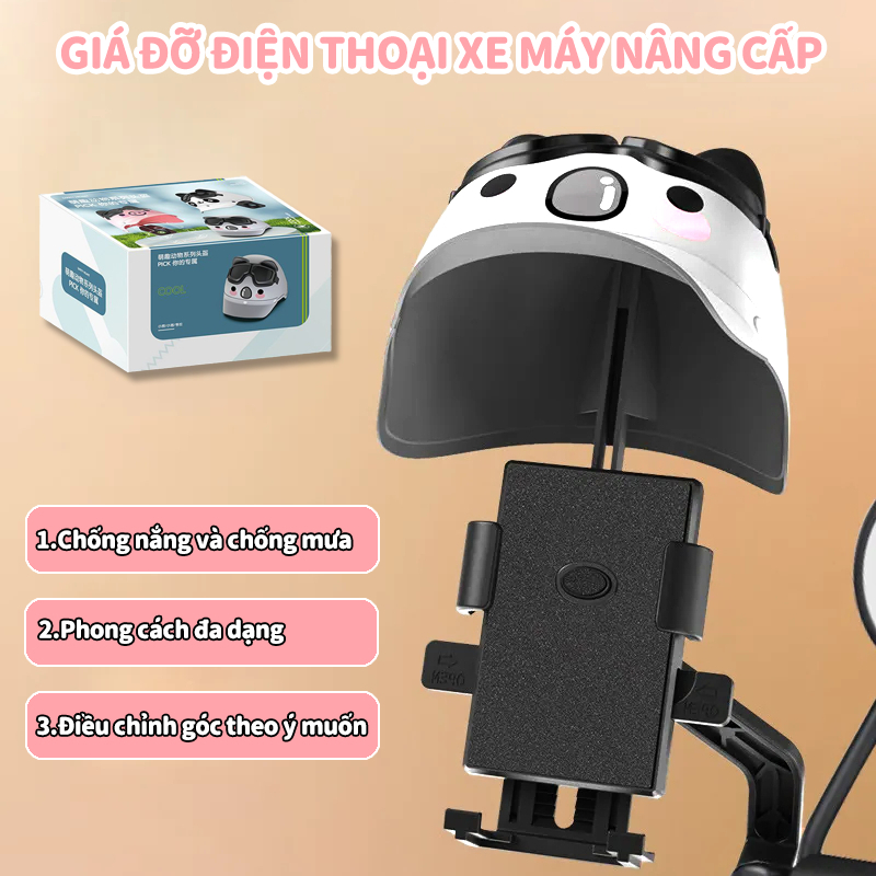 Giá Đỡ Điện Thoại Gắn Xe Máy có mũ bảo hiểm che mưa che nắng, Chống Cướp Cực Chắc Chắn - kẹp điện thoại xe máy điện