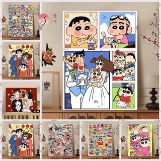 MOZI ✨60 * 75cm / 50 * 60cm Crayon Shin-Chan Kích thước lớn tranh tô màu theo số tranh số hóa bộ tô màu theo số  tự làm Tranh sơn dầu kỹ thuật số Tranh hoạt hình Tranh vẽ tay Tranh tô màu Tranh làm đầy Tranh vẽ kỹ thuật số Phòng tranh sơn dầu