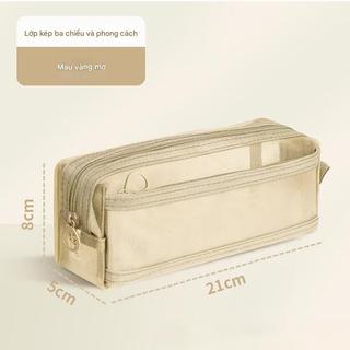 Hộp Bút Chì Trong Suốt – Túi Văn Phòng Phẩm Học Sinh 2 Lớp Size Lớn