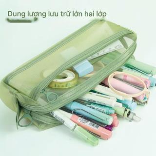 Hộp Bút Chì Trong Suốt – Túi Văn Phòng Phẩm Học Sinh 2 Lớp Size Lớn