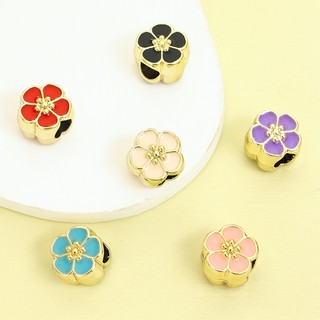 10 Chiếc UV Giữ Màu Hai Mặt Dầu Nhỏ Giọt 6 Màu Sakura Spacer Hạt, Vòng Tay Bện Hợp Thời Trang Vòng Cổ Bông Tai Dây Xích Điện Thoại DIY Năm Cánh Hoa Hình Hợp Kim Lỗ Lớn Hạt