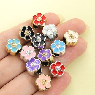 10 Chiếc UV Giữ Màu Hai Mặt Dầu Nhỏ Giọt 6 Màu Sakura Spacer Hạt, Vòng Tay Bện Hợp Thời Trang Vòng Cổ Bông Tai Dây Xích Điện Thoại DIY Năm Cánh Hoa Hình Hợp Kim Lỗ Lớn Hạt