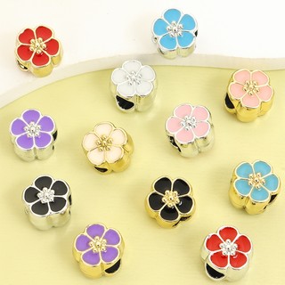 10 Chiếc UV Giữ Màu Hai Mặt Dầu Nhỏ Giọt 6 Màu Sakura Spacer Hạt, Vòng Tay Bện Hợp Thời Trang Vòng Cổ Bông Tai Dây Xích Điện Thoại DIY Năm Cánh Hoa Hình Hợp Kim Lỗ Lớn Hạt