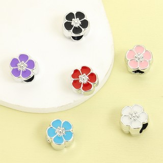10 Chiếc UV Giữ Màu Hai Mặt Dầu Nhỏ Giọt 6 Màu Sakura Spacer Hạt, Vòng Tay Bện Hợp Thời Trang Vòng Cổ Bông Tai Dây Xích Điện Thoại DIY Năm Cánh Hoa Hình Hợp Kim Lỗ Lớn Hạt