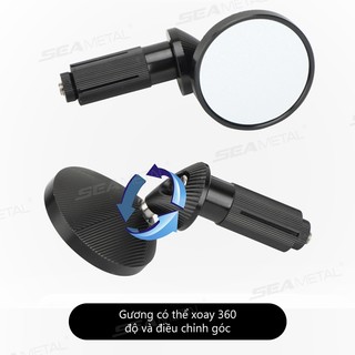 SEAMETAL Tay Lái Xe Máy Gương Chiếu Hậu Tay Cầm Mở Rộng Gương Chiếu Hậu Điểm Mù Góc Nhìn Rộng An Toàn Có Thể Điều Chỉnh Gương