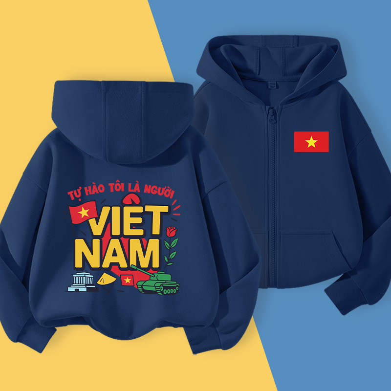 Áo Hoodie bé gái, Áo có mũ trùm đầu in họa tiết Việt Nam, Thích hợp để mặc thể thao ngoài trời và đi học