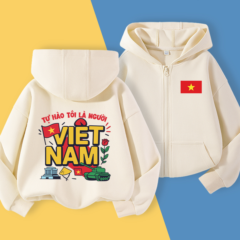 Áo Hoodie bé gái, Áo có mũ trùm đầu in họa tiết Việt Nam, Thích hợp để mặc thể thao ngoài trời và đi học