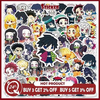 Bộ 50 Chibi Demon Slayer Anime Miếng Dán Hoạt Hình Tokitou Muichirou Graffiti Miếng Dán Chống Thấm Nước