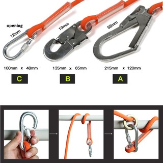 Dây buộc an toàn mùa thu Dovewill 12mm / 0,47 "với móc treo 25KN Leo núi / Xây dựng / Làm việc trên không