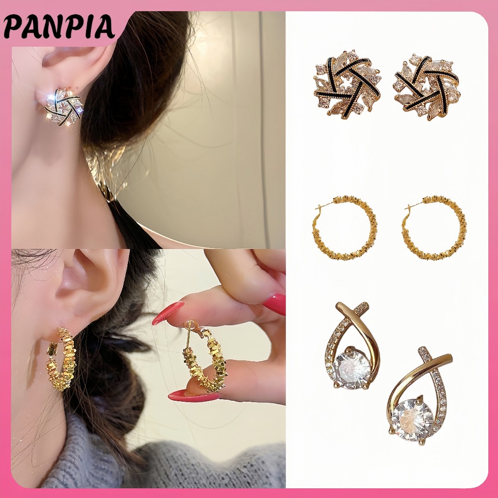 PANPIA-1 Cặp Thiết Kế Tối Giản Kim Loại Phóng Đại Tai Hình Học Bông Tai Dành Cho Nữ Cô Gái Thời Trang Tính Khí Trang Sức Dự Tiệc Phụ Kiện Đơn Giản HEVN