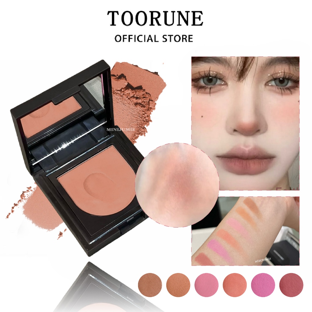 HERORANGE Bảng phấn má hồng đơn sắc độ bão hòa thấp Kết xuất màu tự nhiên lâu trôi 6 màu
