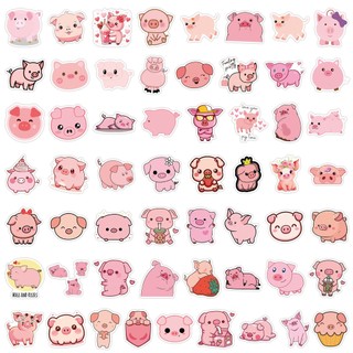 57 Chiếc Hoạt Hình Lợn Hồng Dễ Thương Hình Dán Động Vật DIY Hành Lý Xe Đạp Điện Thoại Máy Tính Miếng Dán Chống Thấm Nước