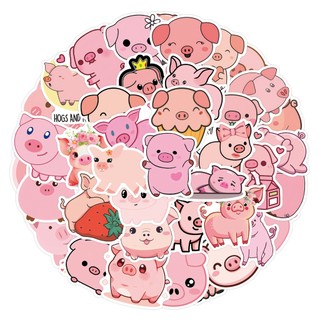 57 Chiếc Hoạt Hình Lợn Hồng Dễ Thương Hình Dán Động Vật DIY Hành Lý Xe Đạp Điện Thoại Máy Tính Miếng Dán Chống Thấm Nước